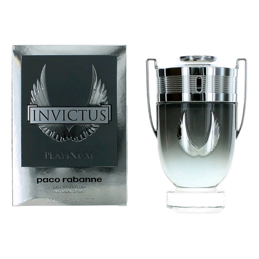 Conquer New Heights with Invictus Platinum by Paco Rabanne (3.4 oz Eau de Parfum Spray) Ascend to new heights of success with Invictus Platinum by Paco Rabanne, an ultra-modern and captivating fragrance for men.