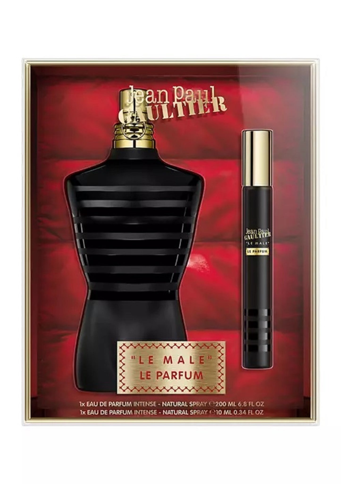 Jean Paul Gaultier Le Male Le Parfum by JPG, 2 Piece Gift Set for Men, 6.8 oz., + 0.34 fl oz. edp spray